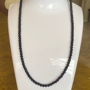 Classic Black glass Bead Necklace with strong magnetic closure